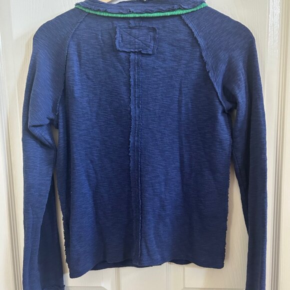We The Free Free People Tipton Cardigan Button Down Relaxed Fit SZM Blue Preppy - Picture 3 of 7